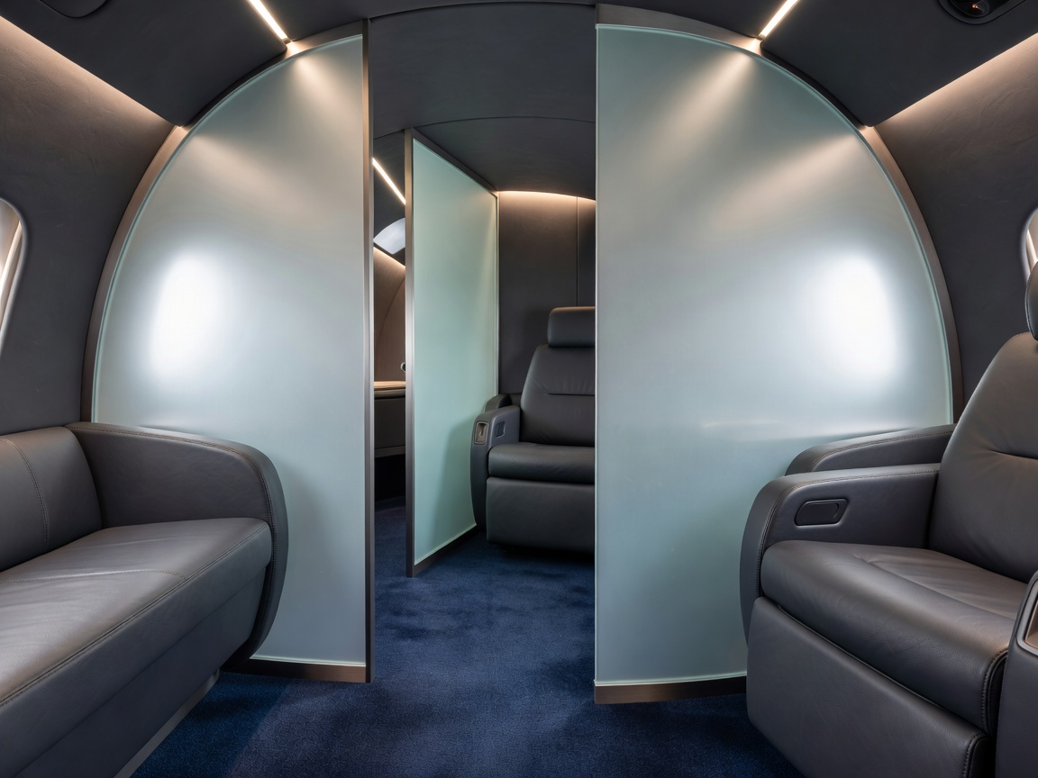 Falcon Executive Aeropod with frosted glass cabin partitions