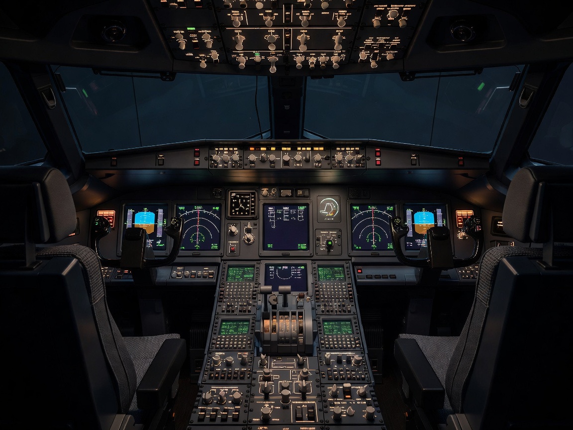 Full-flight simulator cockpit interior