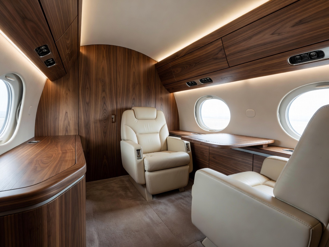 Gulfstream Grand Suite showing bespoke aviation walnut woodwork