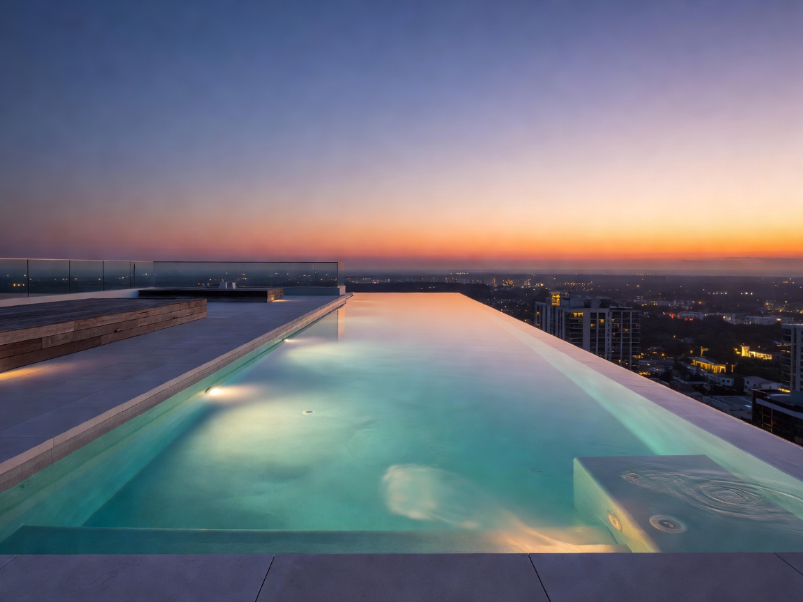 Rooftop horizon infinity jet pool